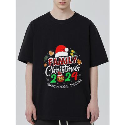 Family Christmas 2024 T Shirt Black Santa Hat Gingerbread and Ornament Print Making Memories Together Holiday Party Wear