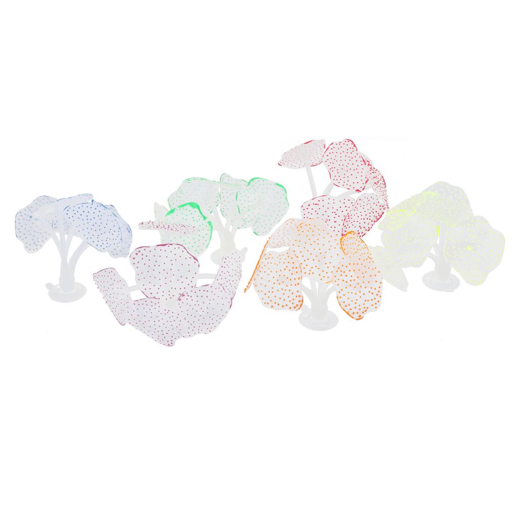 6Pcs Artificial Coral Silicone Fluorescent Mushroom Coral Decoration Aquarium Fish Tank Ornament