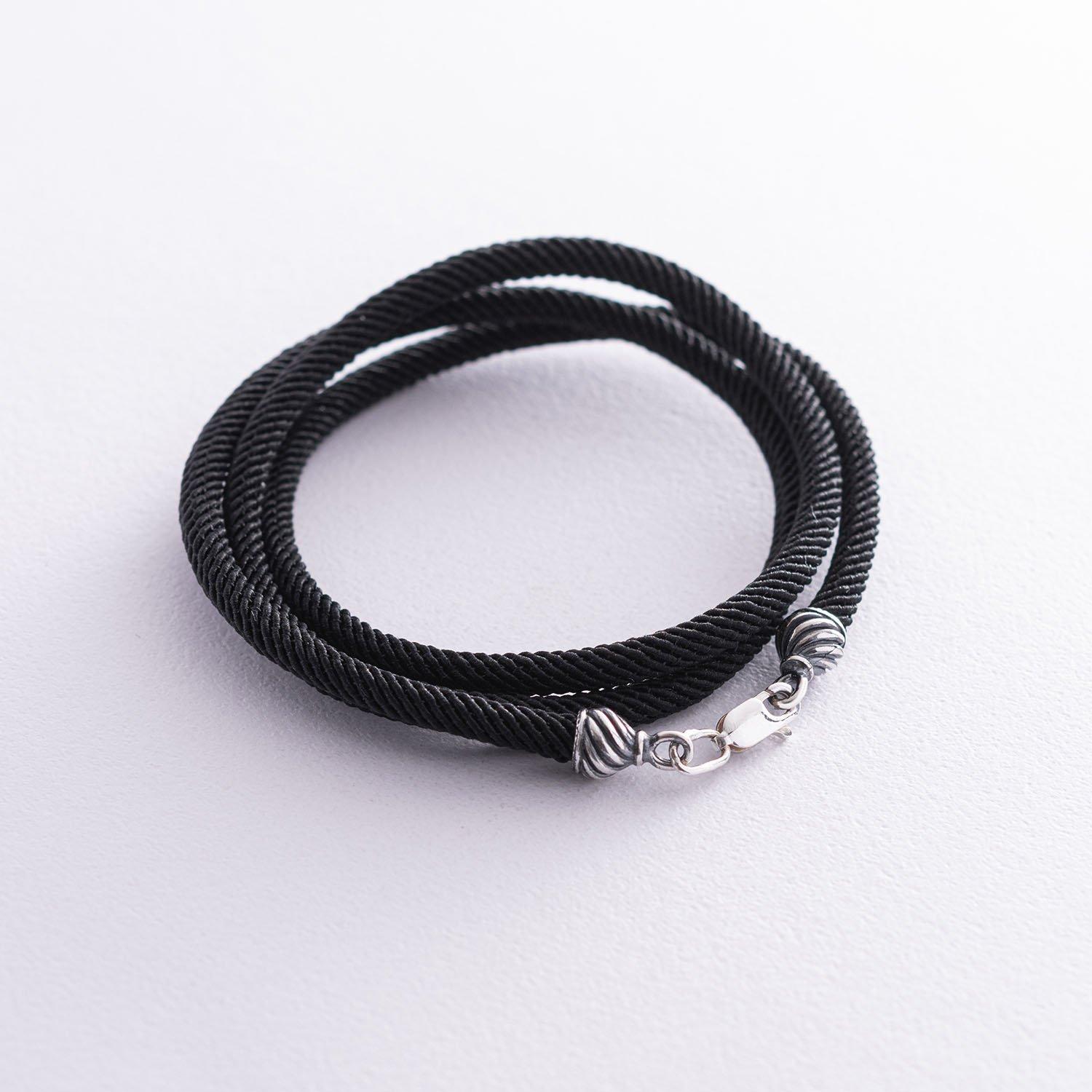 

Шовковий шнурок зі срібною застібкою (4мм) Oniks 50 срібний