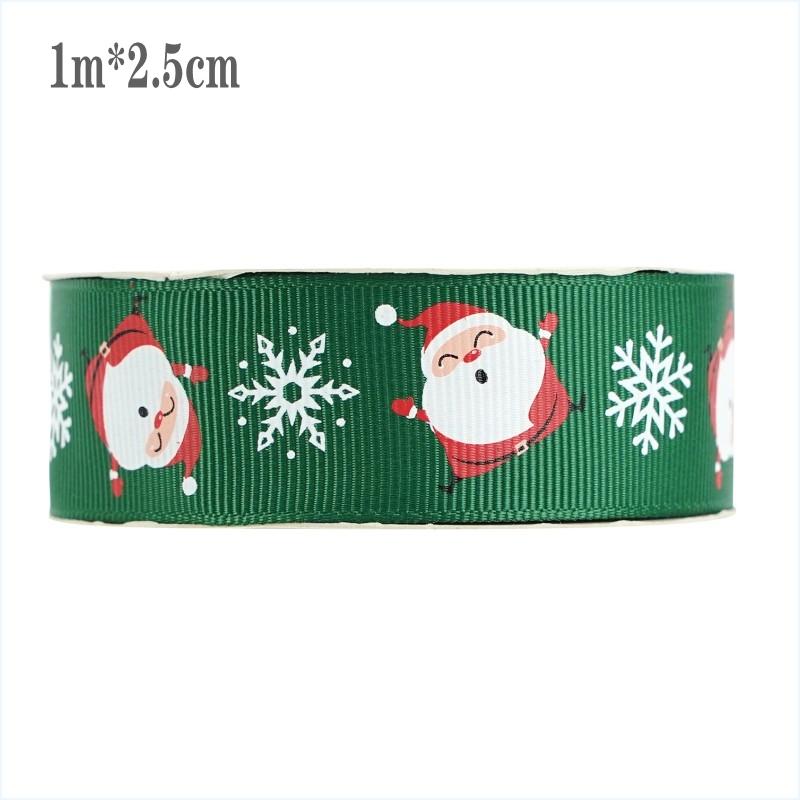 Christmas Grosgrain Ribbon Printing Gift Wrapping Wedding Decoration Hair Bow DIY Christmas Tree Garland Bowknot Craft Ribbon