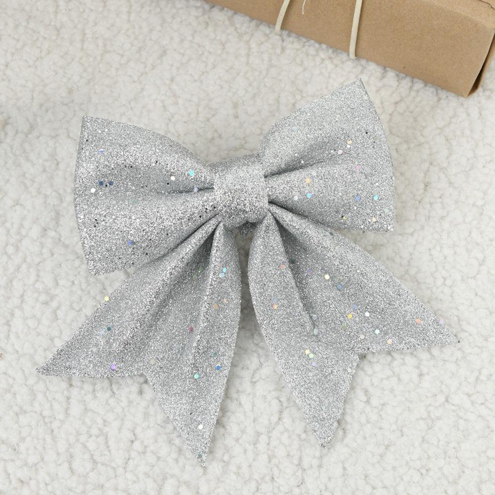 2pcs 20cm Sparkling Glitter Christmas Bow  Holiday Indoor Outdoor Decorations
