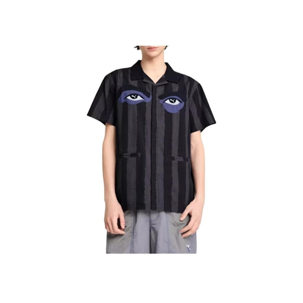 PUMA Polo Striped Short Sleeve Shirt Men shirts Black 629511-16
