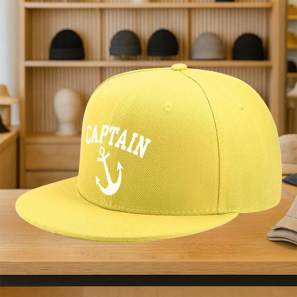 Captain Anchor Print Polyester Baseball Cap Adjustable Snapback Hat Casual Streetwear for Adults