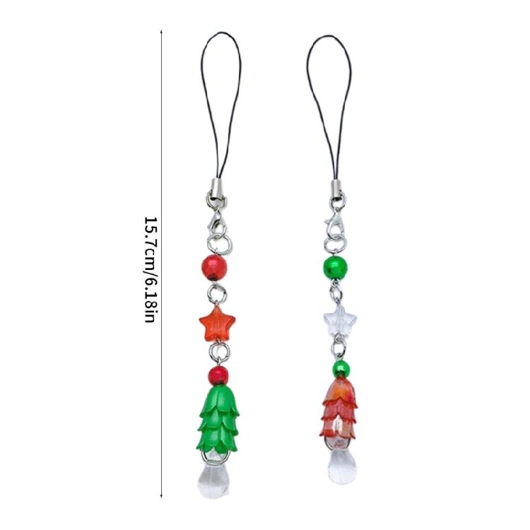 Handmade Keychain Colorful Star Pendant Phone Chain Christmas Tree Beaded Strap