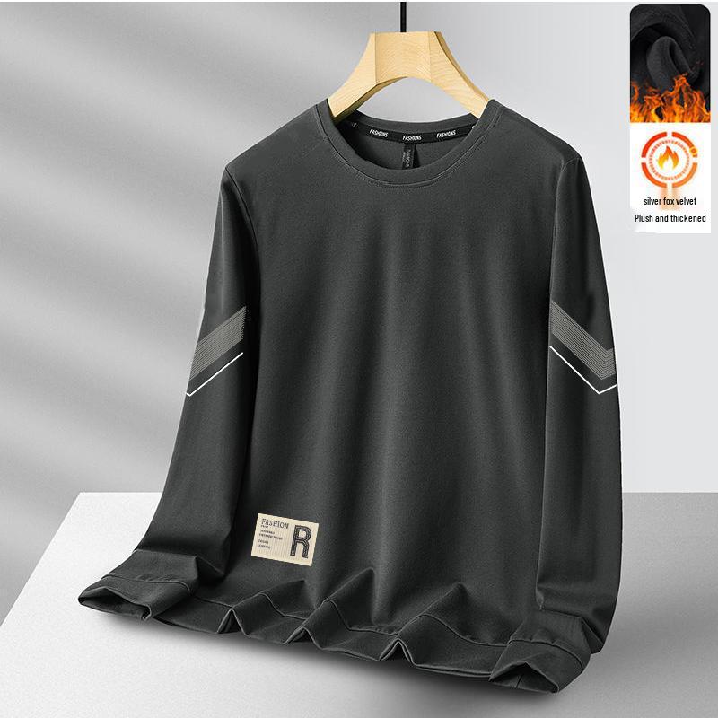 Men's and Women's Trendy Fleece-Lined Crew Neck Sweatshirt - Versatile, Loose Long Sleeve for Autumn and Winter, Perfect for Couples and Students.