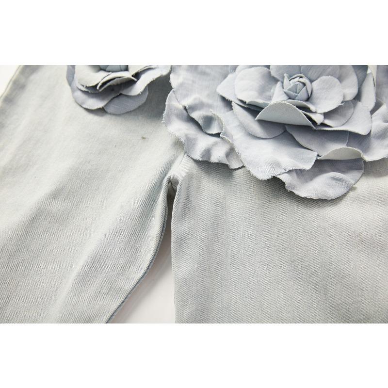 Summer Fashion Women Sexy Strapless 3D Rose Flower Denim Jumpsuits Flare Jeans Rompers