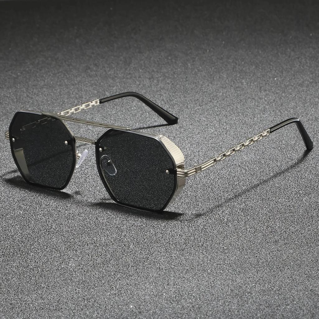 New High Quality Double Metal Chain Sunglasses Women Fashion Cool Design Brand Design Sun Glasses for Street Pography