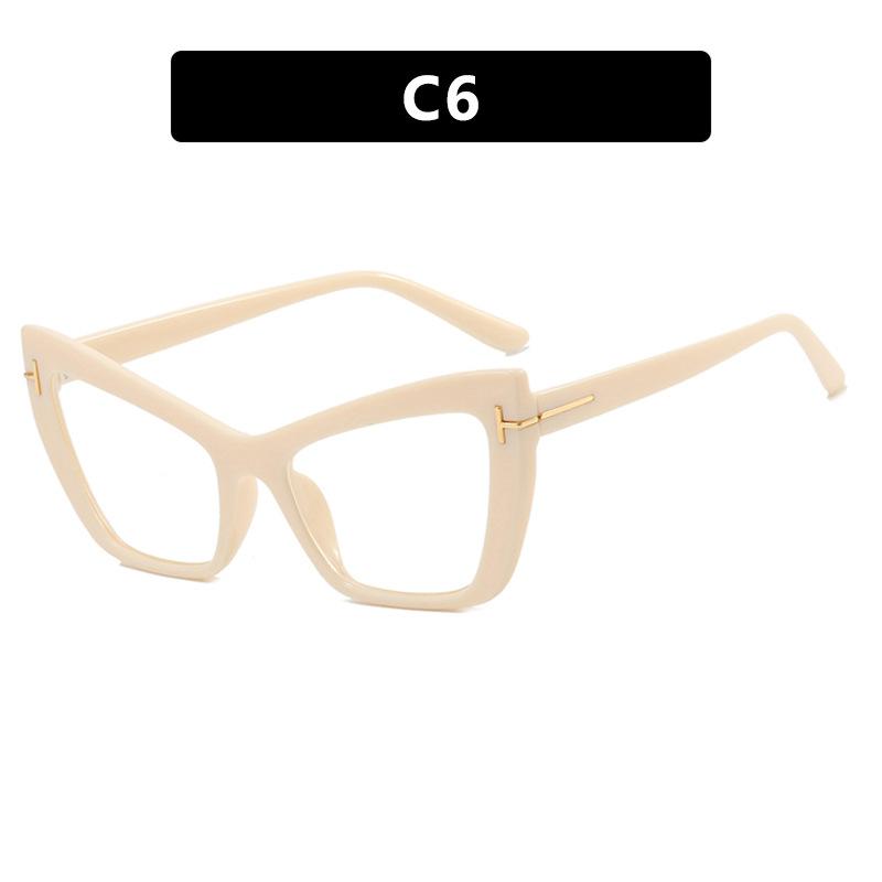 Women's Glasses T-word Cat Eye Glasses, Fashionable Large-frame Glasses