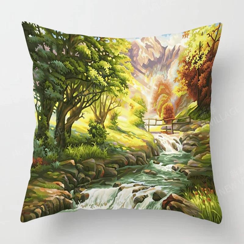Home Living Room Decoration Cushion Covers Vintage Oil Painting Style Throw Pillow Cover_ Pillowcase Dmrbz--,(10)