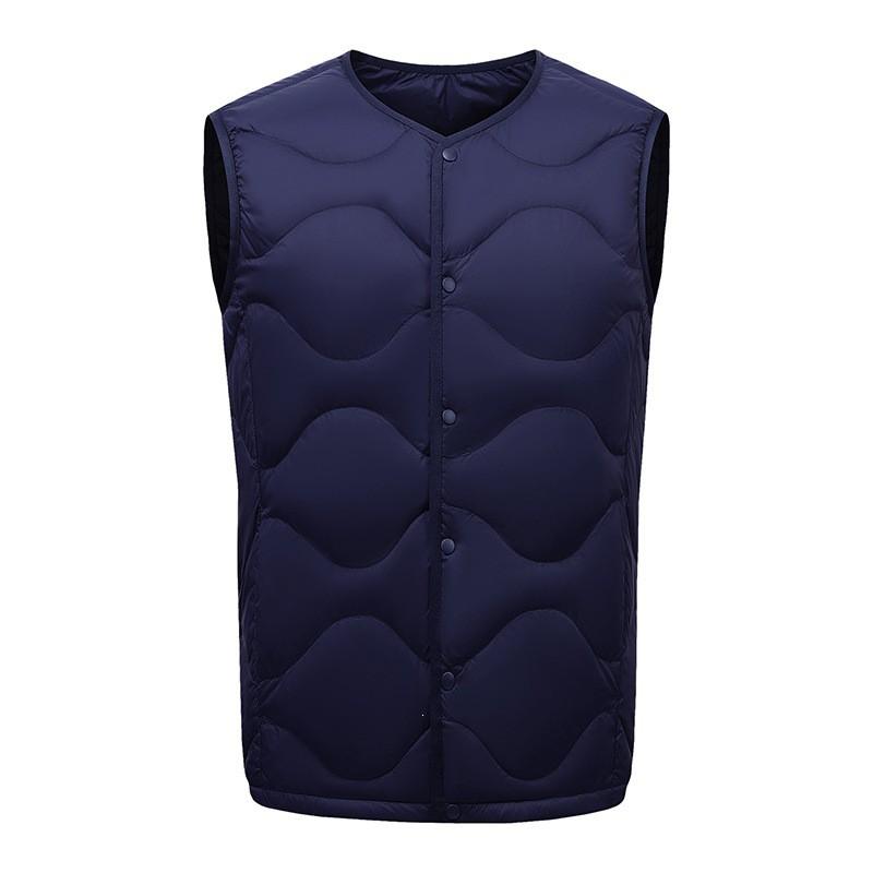 Mens Lightweight Down Vest Outdoor Casual Sleeveless Crew-Neck Convertible V-Neck Wave