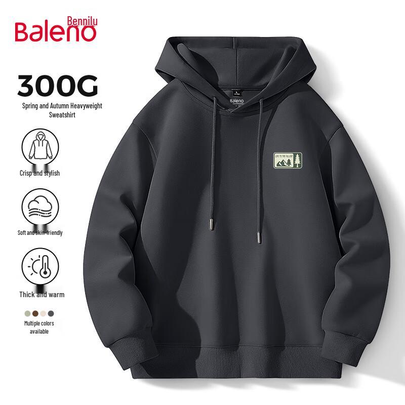 Baleno Men's Loose Fit Printed Heavyweight Hooded Sweatshirt