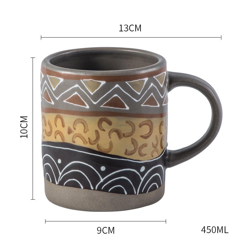 

450ml Large Personalized Colorful Coffee Mugs Pottery Tea Milk Cup Kitchen Office Big Water Mug Retro Home Collection Decor Gift 450ml
