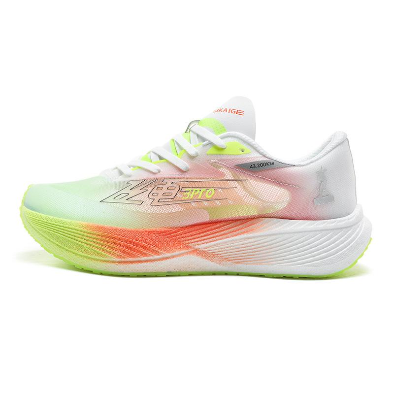 Summer breathable couple sports running shoes hollowed out daily commuting carbon plate thin mesh 36 флуоресцентный желтый