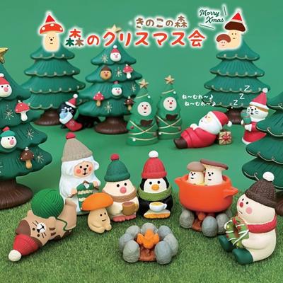 Chat Mignon Décoration de Scène de Noël DIY Forêt de Champignons Décoration Mode Accessoires de Prise de Vue Figurines Résine Miniature Cadeaux