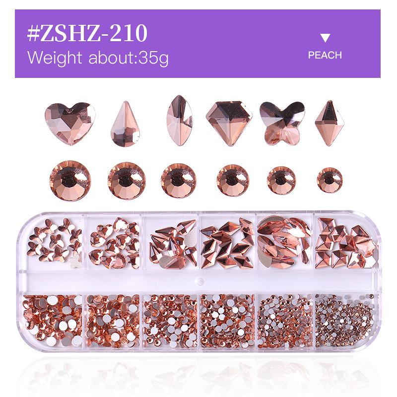 Nagelkonst Smycken 12-Fack Förpackad Glas Strass Nagelkonst Diamant Specialformad Diamant Nagelkonst Smycken Blandad