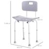 Shower Chair Ergonomic Shower Seat Adjustable Height Non-Slip Feet Max. Load 136 kg Aluminum HDPE
