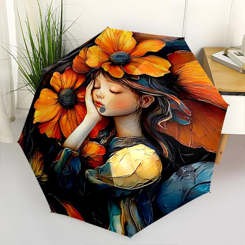 

1pc Flower Fantasy Automatic Opening/Closing Umbrella with Foldable Design, Ideal for Fans, Travelers, Daily Use, and Festive Gifts!C062