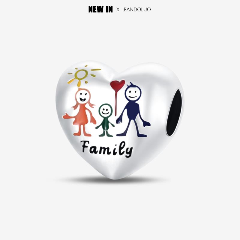 New In Heart Shaped Pattern Charm Beads Fits Pandach Original Bracelet Women Copper Pendant Bead Jewelry Gift