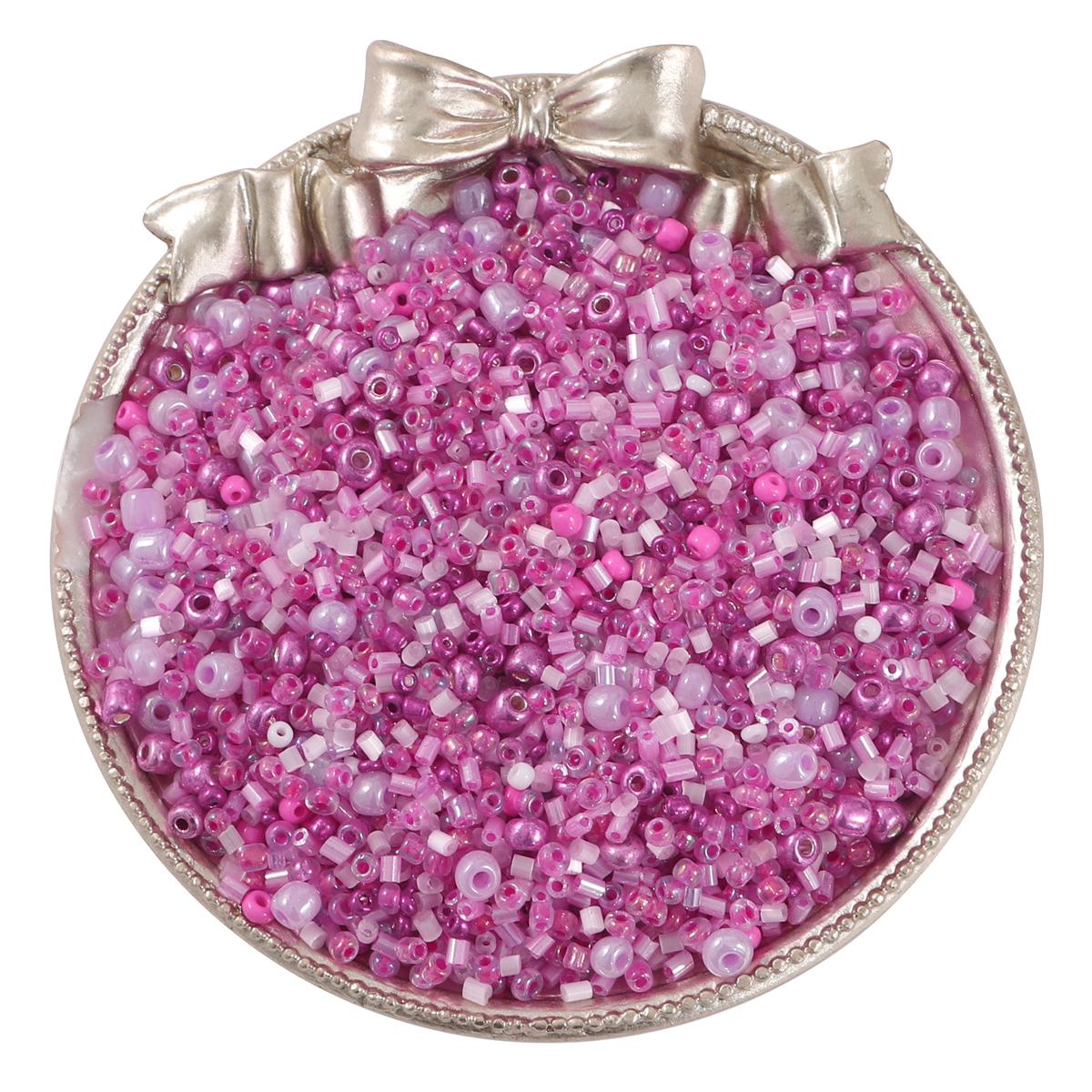 

15000 шт. Смешанные формы и размеры стеклянных бусин, многоцветные круглые стеклянные бусины для самостоятельного изготовления ювелирных изделий, бисероплетения, вышивки, аксессуаров 1.5-4.5mm 450g фуксия