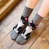 5 Paar Weiche Polyester Mädchen Niedliche Anime Katze Socken - Knöchellang mit Mehrkatzen-Designs Schwarz, Getigert, Weiß Herbstsocken für Teenager-Mädchen, Teenagerfuß