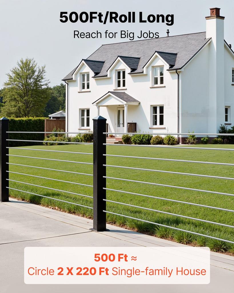 3.2 mm Wire Rope, 152 m Length, 316 Stainless Steel Wire Cable with Cutter, 798 kg Breaking Strength, 1 x 19 Strands Construction, Steel Cable for
