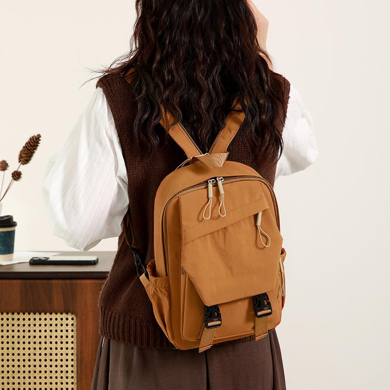 Nylon Lightweight Women's Backpack with Flip-top Lock Simple Small Schoolbag  Commuting and Travel Waterproof Backpack