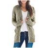 Womens Solid Color Cardigan Long Sleeve Pockets Open Front Knit Sweaters Coat