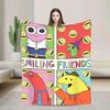 Super Soft Flannel Throw Blanket with Airplane and Smiling Friends Pop Art Design for Kids Boys Girls  Perfect for Travel Bedspr