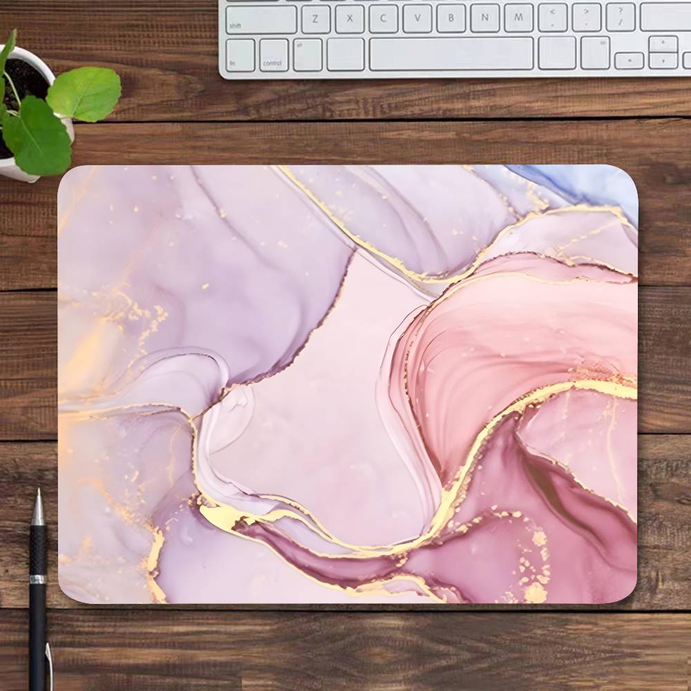 Pink Gold Marble Mousepad Small LockEdge Mouse Pad For Gamers Computer Desk Pad Rectangular Anti-slip Rubber