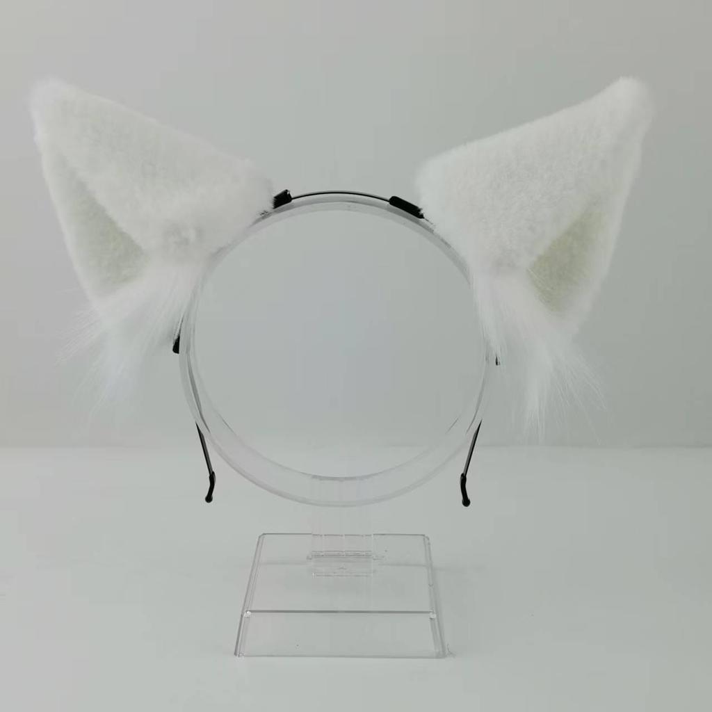 Japanese Style Plush Cat Fox Ears Headband for Women - Cute Animal Hair Clip Hairpin