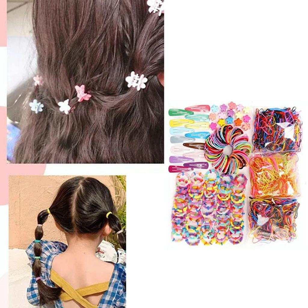 780pcs Girls Hair Clip Tie Set Multicolor Cute Safe Fashionable Shape Ponytail Holder Hair