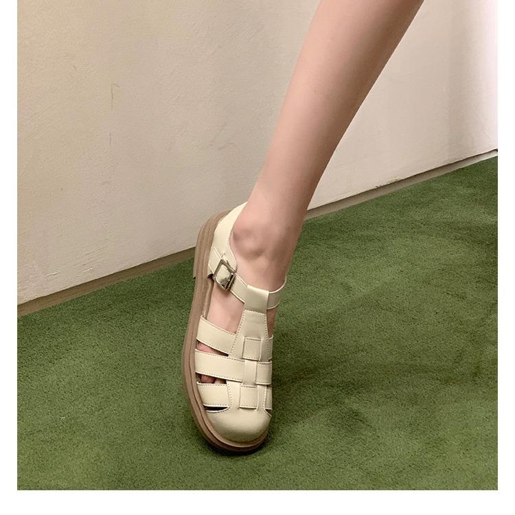 Grape Mother Same Summer Soft-soled Shoes Bag Head Drag Thick Heel Thick Sole Retro Flat Roman Sandals Women's Comfort