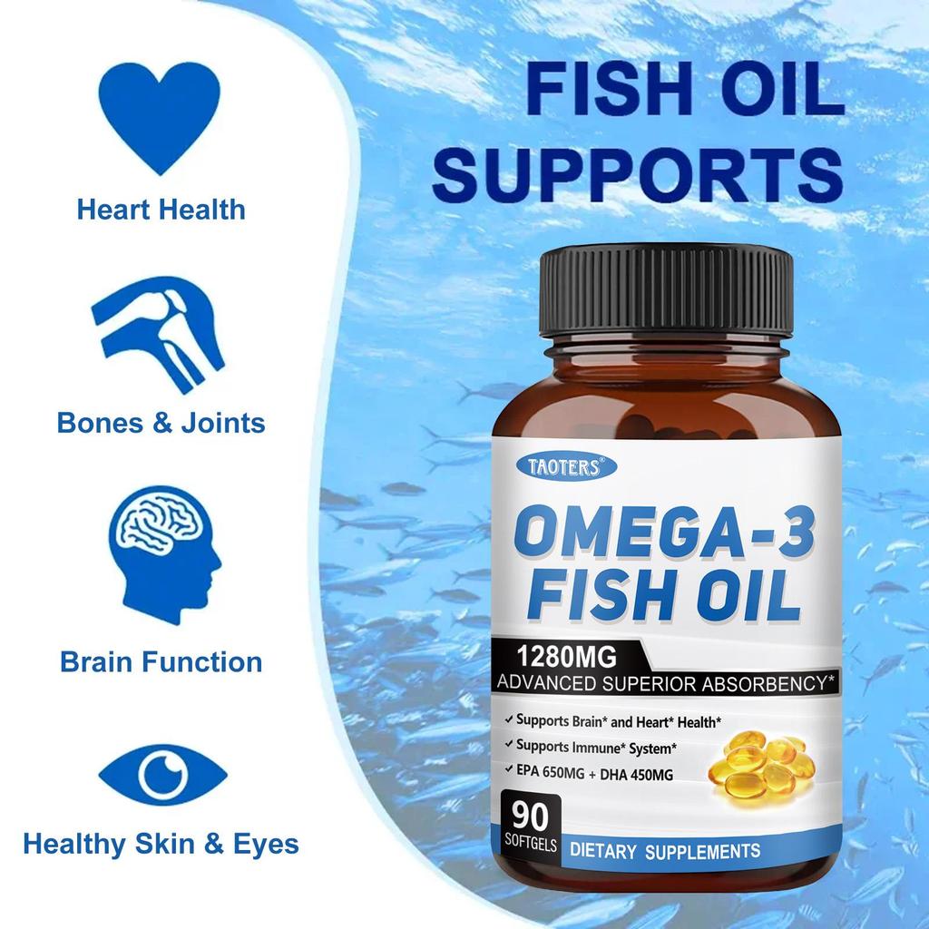 Integratore di olio di pesce Omega 3 con EPA (acido eicosapentaenoico) 650mg 90 capsule