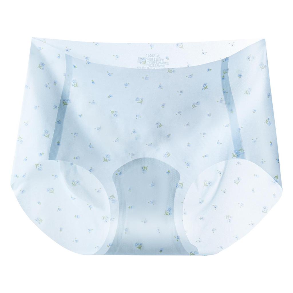 Ultra-thin Pastoral Ice Silk Seamless Quick-dry Underwear for Women - Antibacterial, Bare Feel, Summer Style with Print Design.