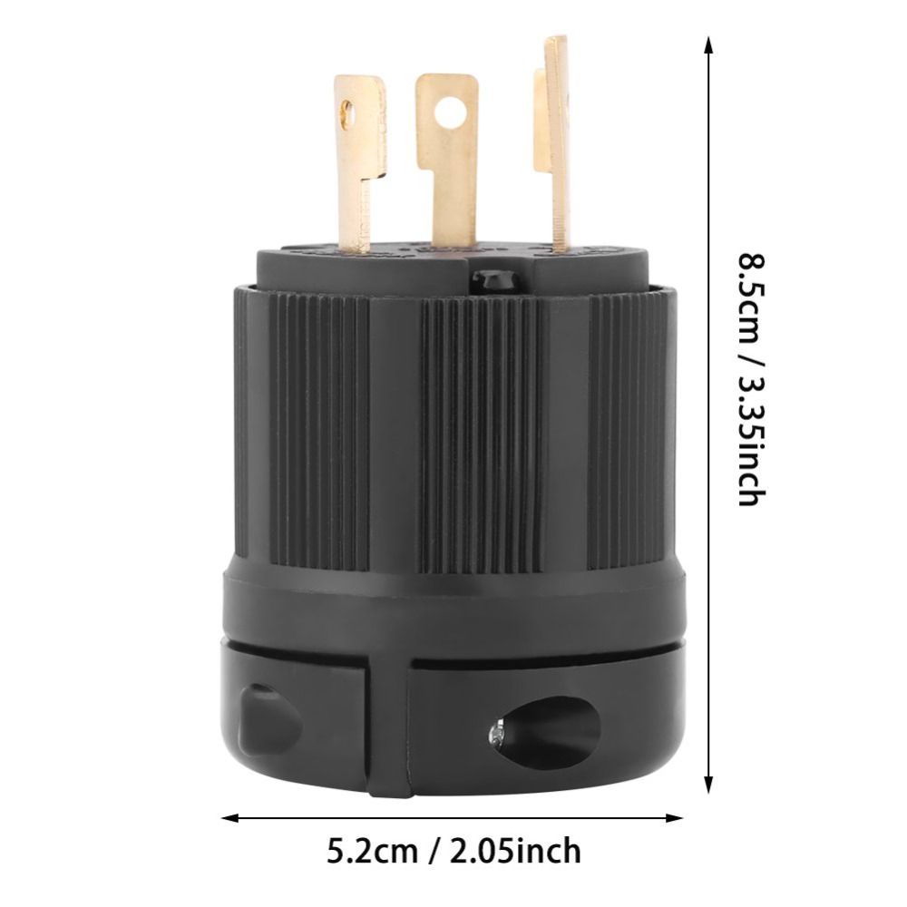 Black Locking Male Plug Polycarbonate Power Inlet Durable Generator Plug  Diesel Generators