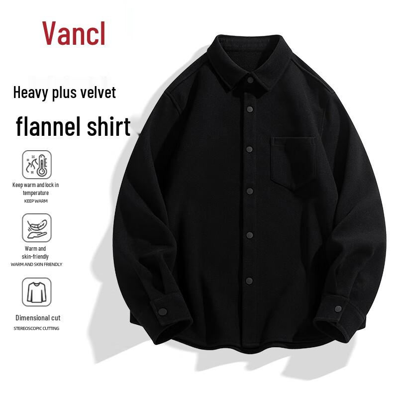 VANCL Men's Winter Fleece-Lined Flannel Shirt