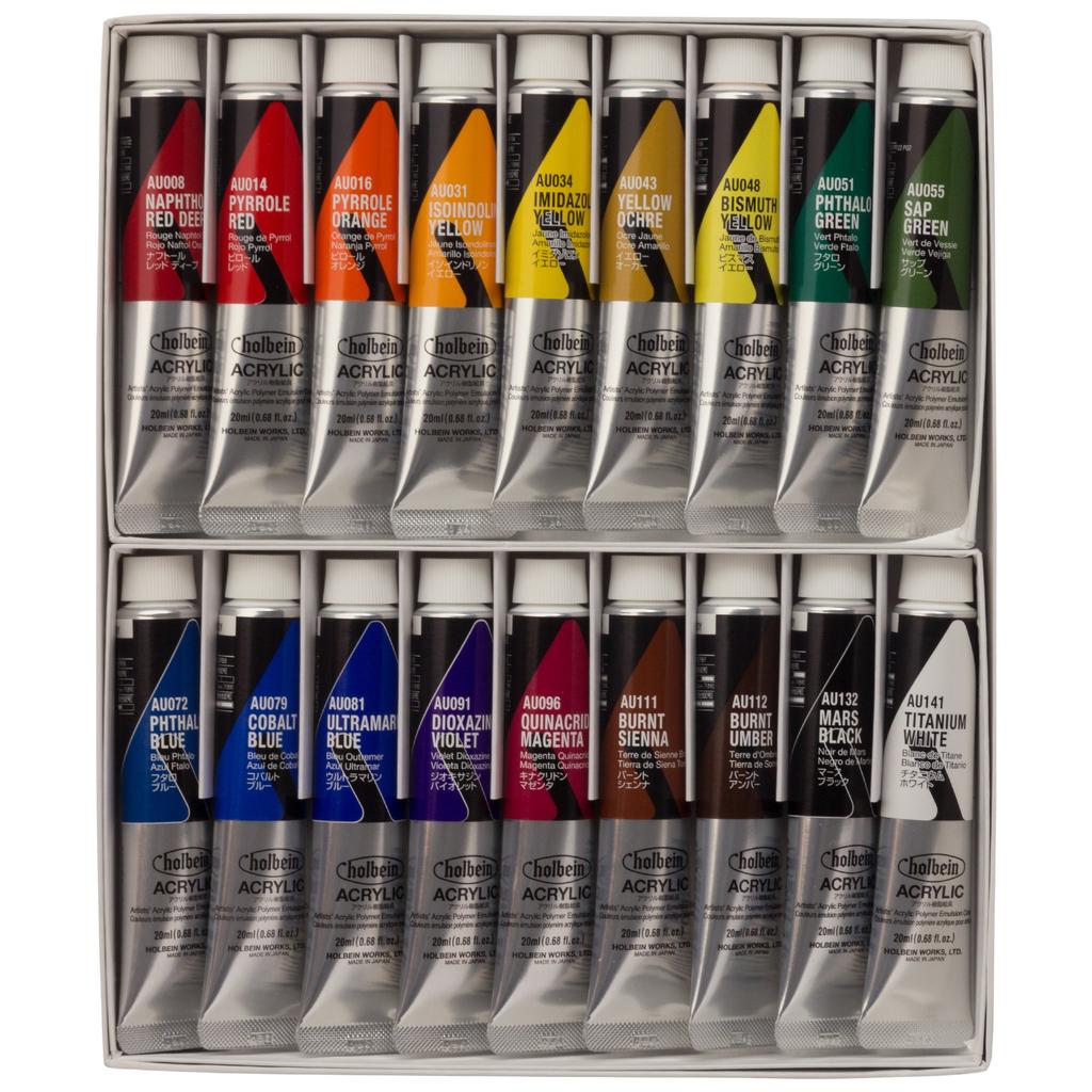 Holbein Acrylic Color AU993 20ml 18 Color Set 16993 [Heavy Body]