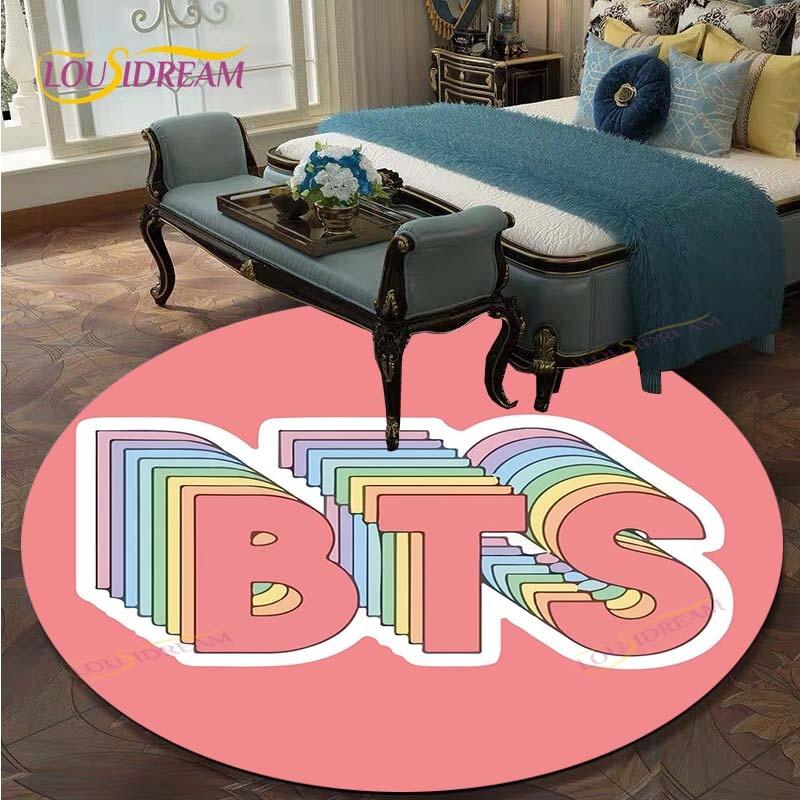 Kpop Bangtan Boys Round Carpets for Living Room Rugs Soft Flannel Floor Area Rug Bedroom Carpet Mat for Children Kitchen Rug