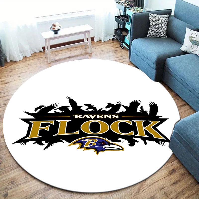 BaltimoreRavens Round Area Rug,Carpet Rug for Living Room Bedroom Sofa Playroom Decor,Non-slip Floor Mat