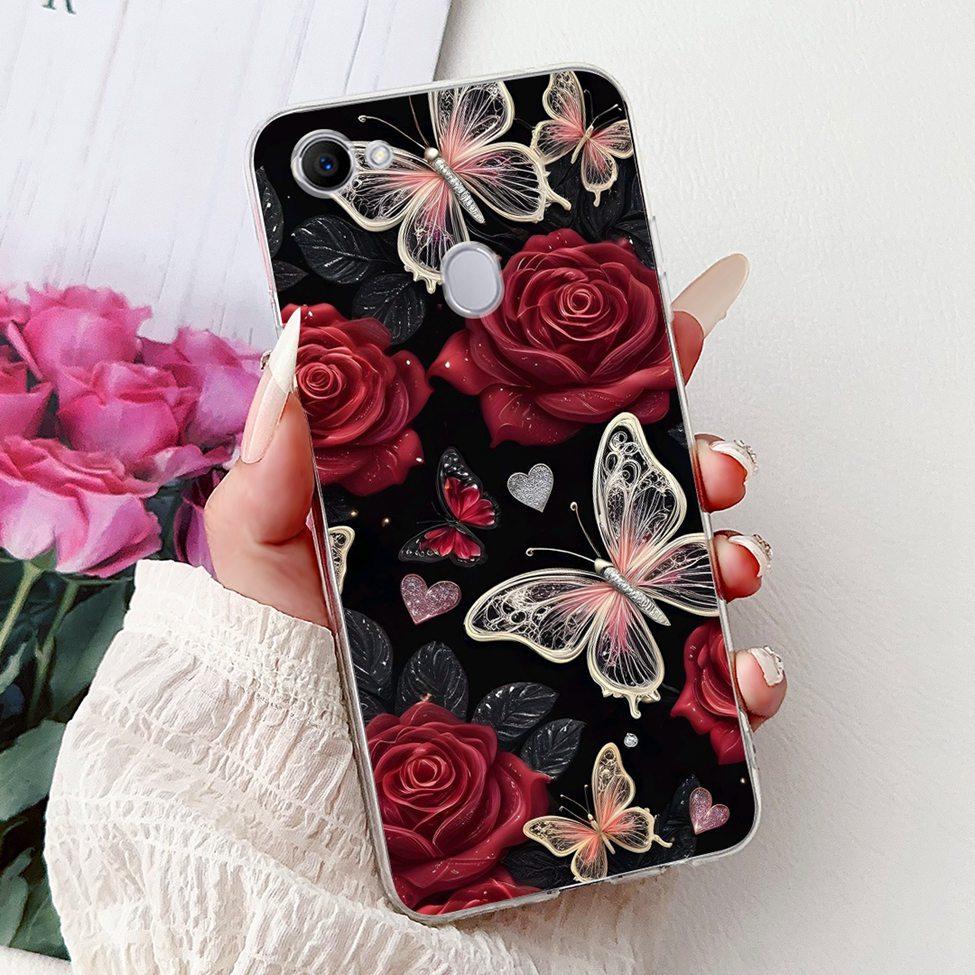 Clear For Oppo F7 Case Kawaii Cute Cat Fashion Flower Funny Luxury Painted Soft Back Cover For OppoF7 Phone Case CPH1821 CPH1819