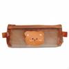 Korean Mesh Pencil Case, Transparent Cute Animal Design, Large Capacity, Girls' Stationery Bag S