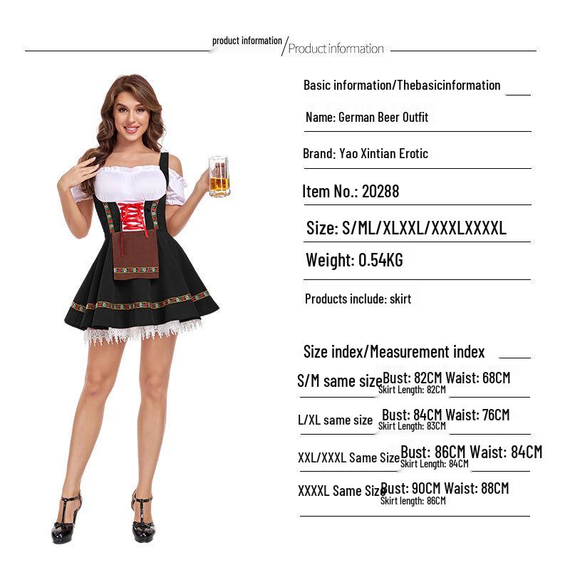 Октоберфест: Женское этническое платье большого размера с цветочной вышивкой - Костюм L