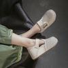 Johnature Genuine Leather Retro Woven Hollowed Out Height Increasing Sandals Comfortable Women's Shoes