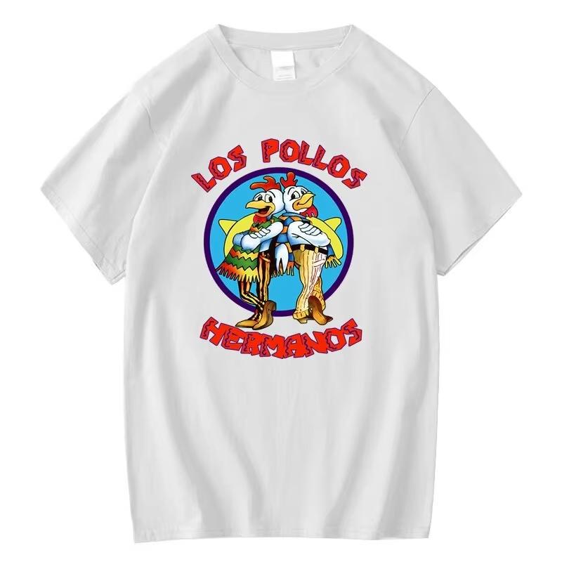 LOS POLLOS Hermanos Funny Printed TShirt Men Fashion Casual Short Sleeves Summer Cotton Breathable Tshirt Chicken Brothers Tees