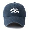 Bear print washed baseball cap with adjustable lightweight sun protection hat suitable for outdoor activities and camping