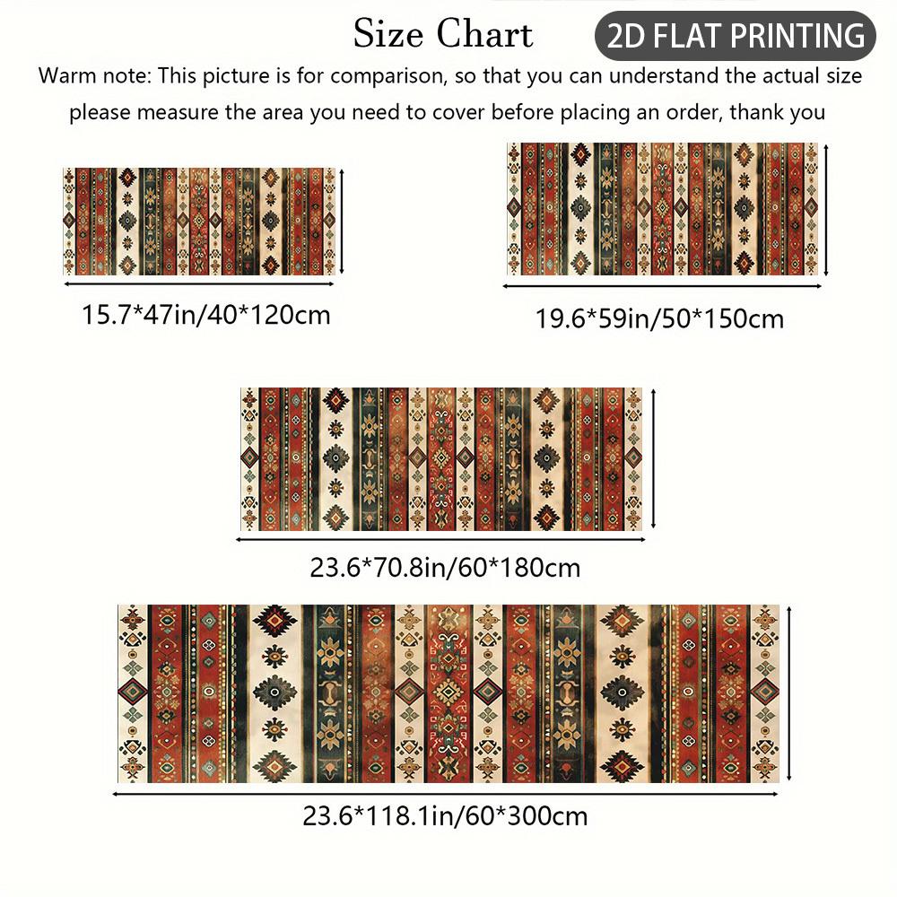 1Pcs Bohemian Style Geometric Floral Pattern Non-Slip Washable Area Rug Runner for Entryway, Living Room, Bedroom & Patio