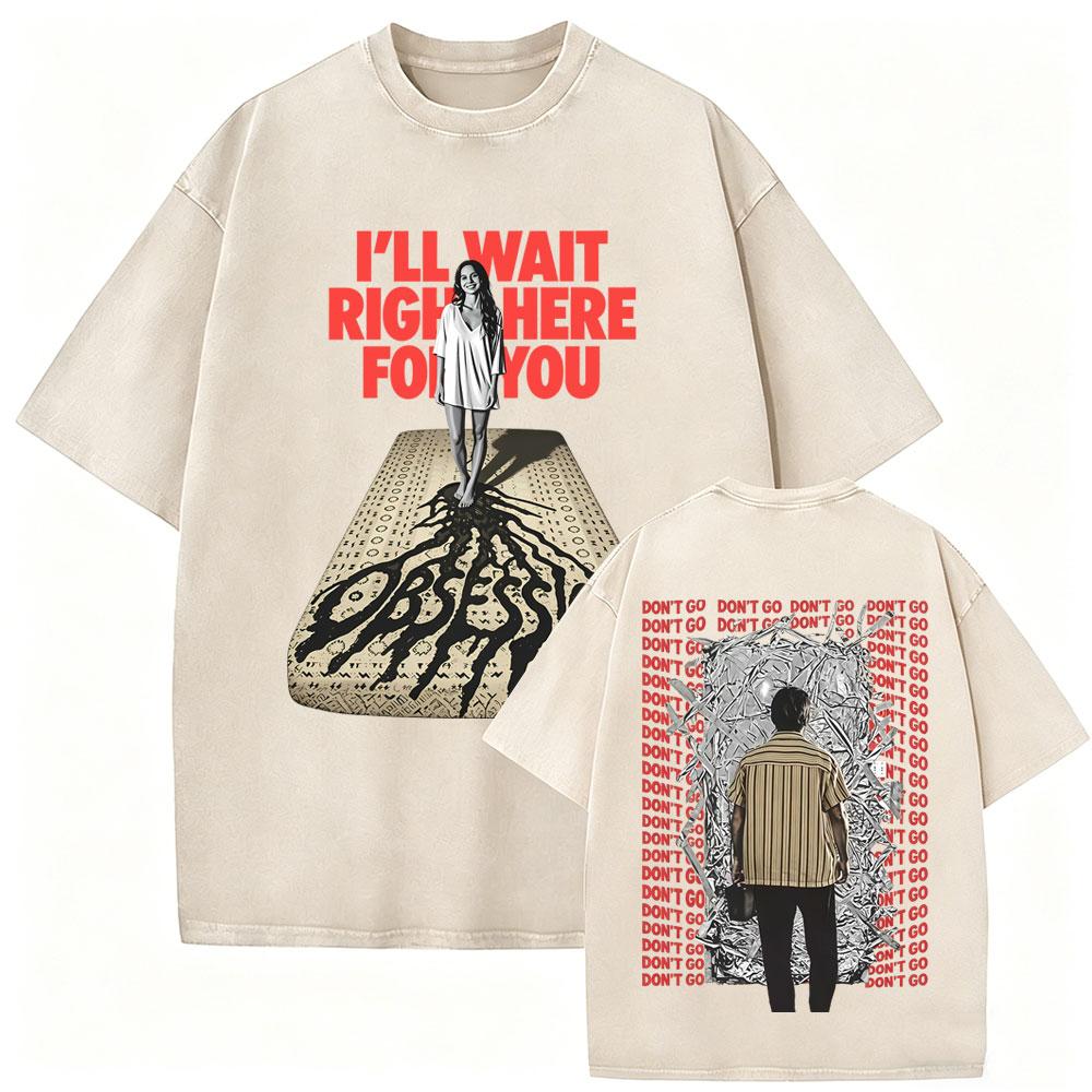 Washed Vintage Horror Movie Obsession Double Sided Print T-shirt Men Women Casual Oversized T Shirt High Quality Cotton3381