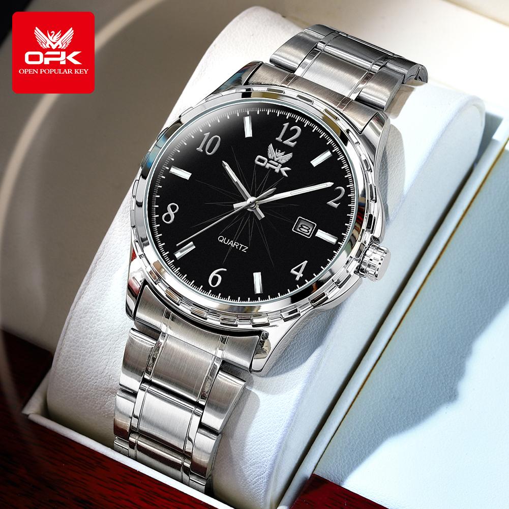 OPK 6031 Men's Quartz Watch Waterproof Leather Strap Simple Casual Business Watches for Men Original Luminous Man Watch