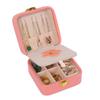 PU Leather Portable Double Layer Jewelry Storage Box with Mirror Earrings Ring Makeup Box