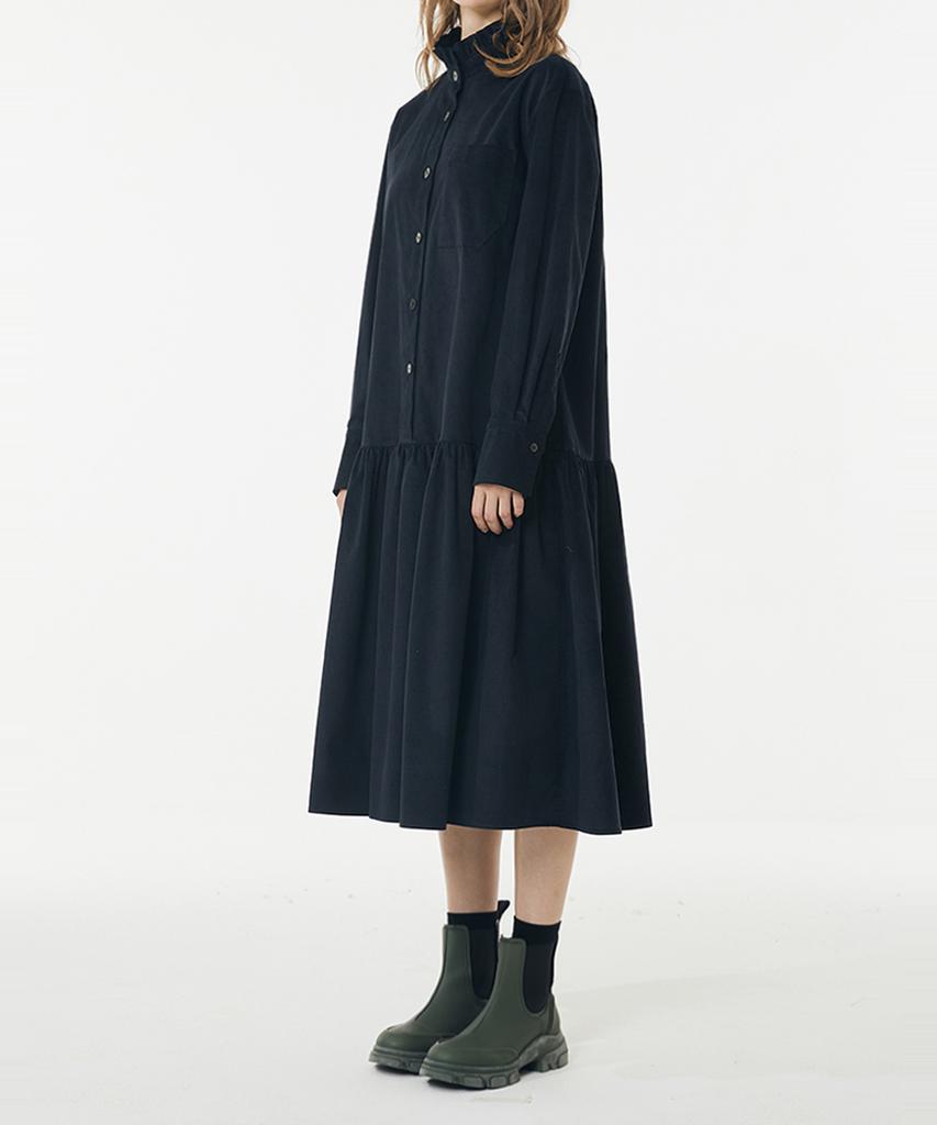 Boyeon Corduroy Belted Dress Navy 705